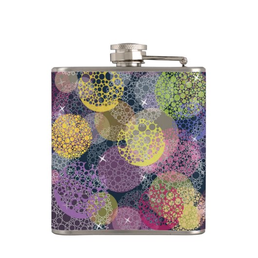 Abstrakter Niedlicher Polka-Dot-Kreis Flachmann (Rückseite)