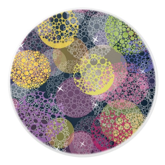 Abstrakter niedlicher Polka-Punkt-Kreis Keramikknauf (Vorderseite)