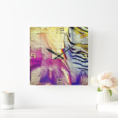 Abstrakter ocher zeichnend leicht geschnitzt und p quadratische wanduhr (Zuhause)