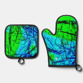 Abstrakter Ofenbehältnis und Mitt Ofenhandschuh & Topflappen-Set (Vorderseite)