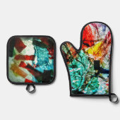 Abstrakter Ofenhalter und Mitt, glücklich blau Ofenhandschuh & Topflappen-Set (Vorderseite)