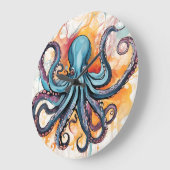 Abstrakter Oktopus Große Wanduhr (Winkel)
