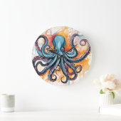 Abstrakter Oktopus Große Wanduhr (Zuhause)