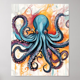 Abstrakter Oktopus Poster