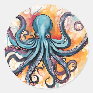 Abstrakter Oktopus Runder Aufkleber