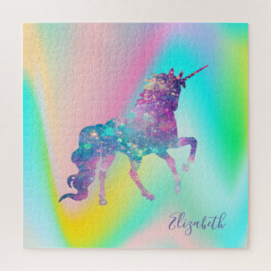 Abstrakter Ombre-Einhorn-Holografie Puzzle