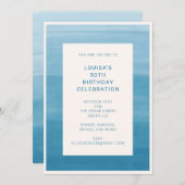 Abstrakter Ombre Gradient Ocean Blue 50. Geburtsta Einladung (Vorne/Hinten)