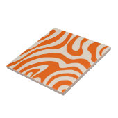 Abstrakter orangefarbener Marmor Groovy Streifen B Fliese (Seite)