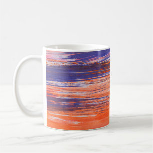 Abstrakter orangefarbener und blauer Hintergrund a Kaffeetasse