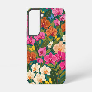 Abstrakter Orchideengarten Schmetterlinge Samsung  Galaxy Hülle