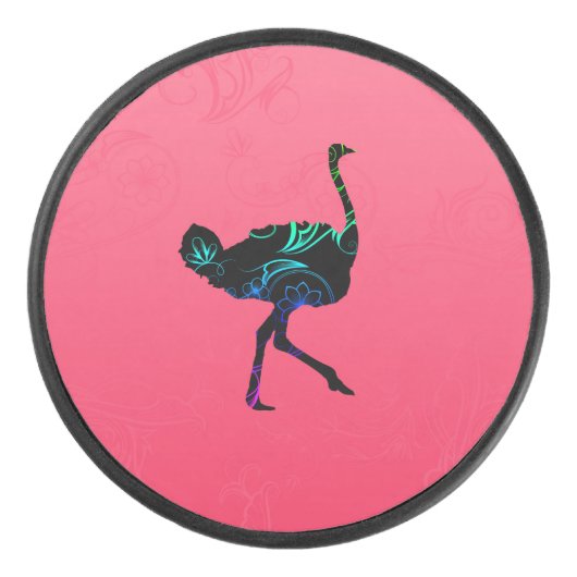 Abstrakter Ostrich-Hockey-Kobold Eishockey Puck (Vorderseite)