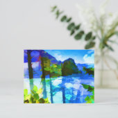 Abstrakter Ozean und Berge Postkarte (Stehend Vorderseite)