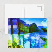 Abstrakter Ozean und Berge Postkarte (Vorne/Hinten)