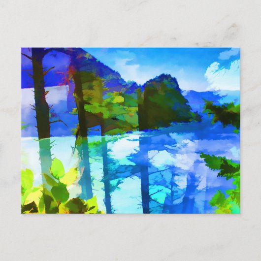 Abstrakter Ozean und Berge Postkarte (Vorderseite)