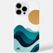 Abstrakter Ozean Waves Sun Minimal Blue White Case-Mate iPhone Hülle (Rückseite)