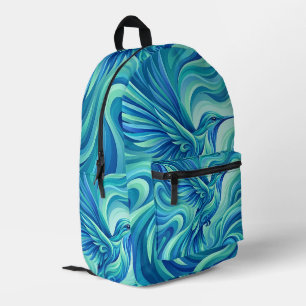 Abstrakter Ozeanblauer Kolibri-Flug-Rucksack Bedruckter Rucksack