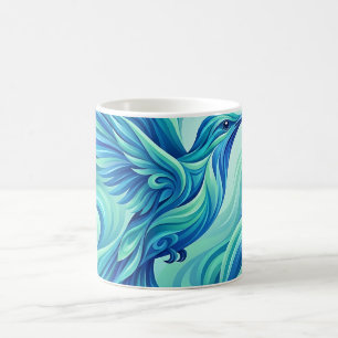Abstrakter Ozeanblauer Kolibri-Kaffeebecher Kaffeetasse