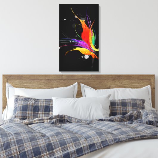 Abstrakter Paint Spritzer Bird of Paradise Leinwanddruck (Insitu (Schlafzimmer))