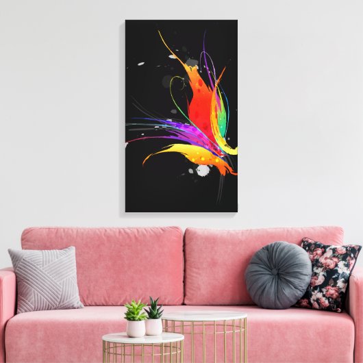 Abstrakter Paint Spritzer Bird of Paradise Leinwanddruck (Insitu (Wohnzimmer))