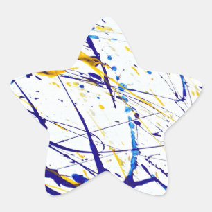 Abstrakter Paint-Spritzer in Blau und Gold Stern-Aufkleber