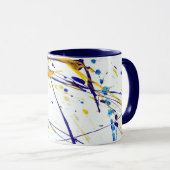 Abstrakter Paint-Spritzer in Blau und Gold Tasse (VorderseiteRechts)