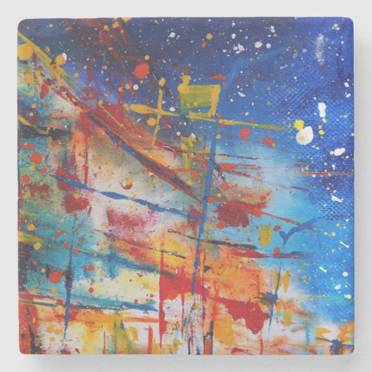 Abstrakter Paint-Spritzer Steinuntersetzer (Vorderseite)