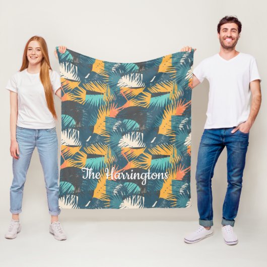 Abstrakter Palm Leaf Muster individuelle Name Flee Fleecedecke (Beispiel)