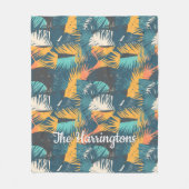 Abstrakter Palm Leaf Muster individuelle Name Flee Fleecedecke (Vorderseite)