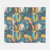 Abstrakter Palm Leaf Muster individuelle Name Flee Fleecedecke (Vorderseite (Horizontal))