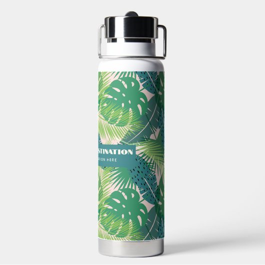Abstrakter Palm Leaf Muster Trinkflasche (Hinten)