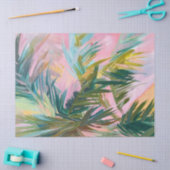 Abstrakter Palm Tree Frond Rosa Hintergrund Decoup Seidenpapier (Basteln)