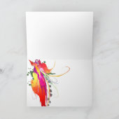 Abstrakter Paradiesvogel mit malerischen Spritzern Karte (Innenseite)