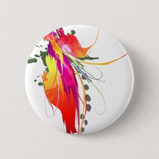 Abstrakter Paradiesvogel Spritzer Button (Vorderseite)