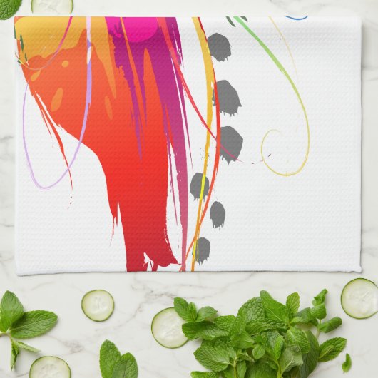 Abstrakter Paradiesvogel Spritzer Geschirrtuch (Gefaltet)