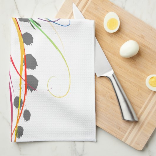 Abstrakter Paradiesvogel Spritzer Geschirrtuch (Viertel Falte)