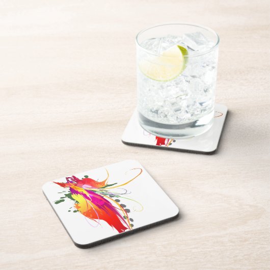 Abstrakter Paradiesvogel Spritzer Getränkeuntersetzer (Rechte Seite)