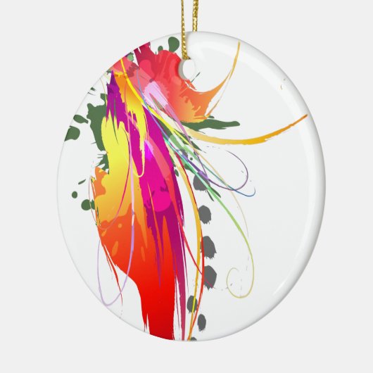 Abstrakter Paradiesvogel Spritzer Keramik Ornament (Links)