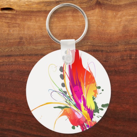 Abstrakter Paradiesvogel Spritzer Schlüsselanhänger (Vorderseite)
