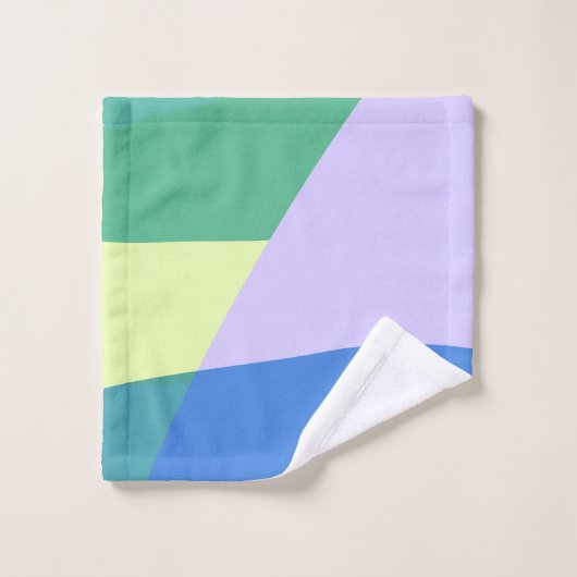 Abstrakter, pastelfarbener Blocklavender grün Badhandtuch Set (Waschlappen)
