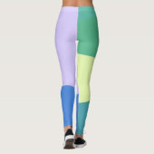 Abstrakter, pastelfarbener Blocklavender grün Leggings (Rückseite)