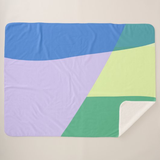 Abstrakter, pastelfarbener Blocklavender grün Sherpadecke (Vorderseite (Horizontal))