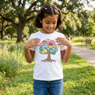 Abstrakter Pastell-Gehirn-Baum-Kunstprint T-Shirt