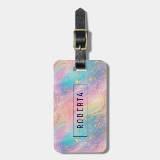 Abstrakter Pastell-Glitzer Nahtloses Muster Gepäckanhänger (Vorderseite vertikal)