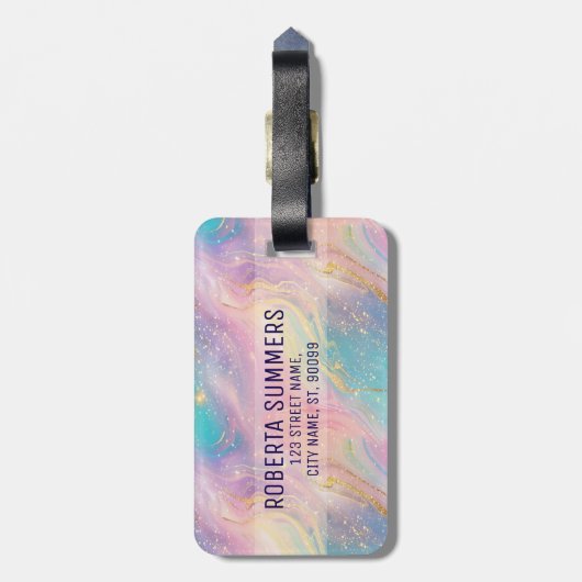 Abstrakter Pastell-Glitzer Nahtloses Muster Gepäckanhänger (Rückseite vertikal)