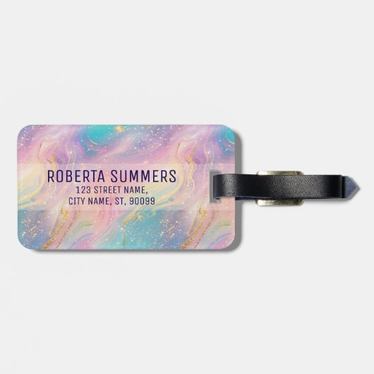 Abstrakter Pastell-Glitzer Nahtloses Muster Gepäckanhänger (Rückseite horizontal)