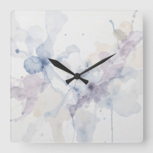 Abstrakter Pastellblauer und violetter flüssiger T Quadratische Wanduhr