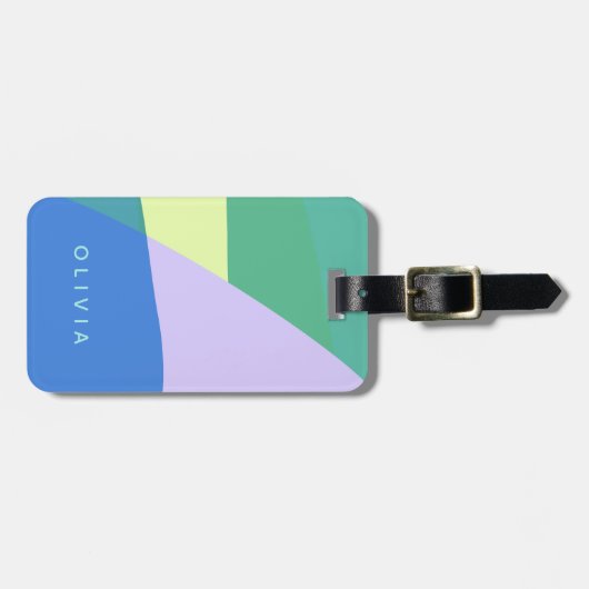 Abstrakter Pastellfarbblock Personalisiert Gepäckanhänger (Vorderseite horizontal)