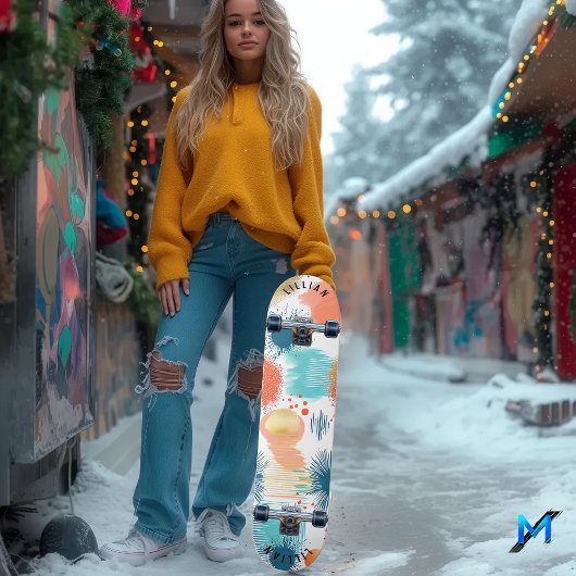 Abstrakter Pastelschlag mit zeitgenössischer Kunst Skateboard