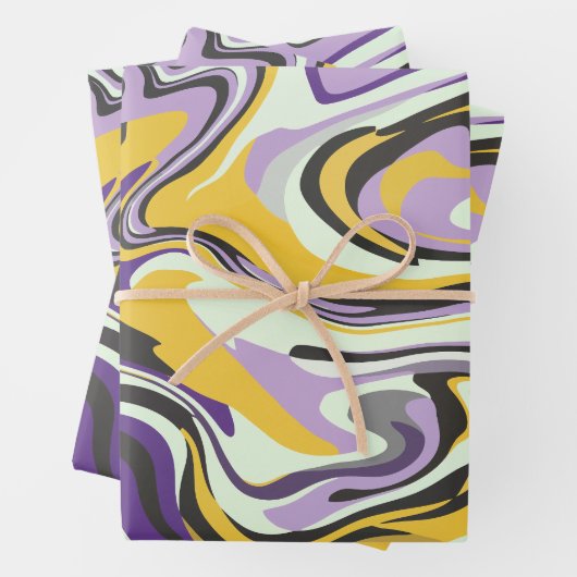 Abstrakter Pastelwirbel mit Gelb und Lila Geschenkpapier Set (Beispiel)