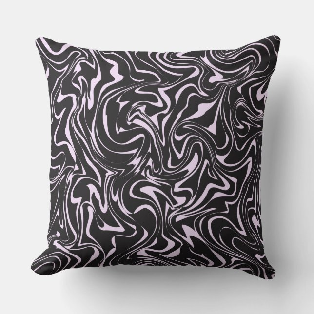 Abstrakter Pattern-Throw-Pillo aus schwarzem und r Kissen (Vorderseite)